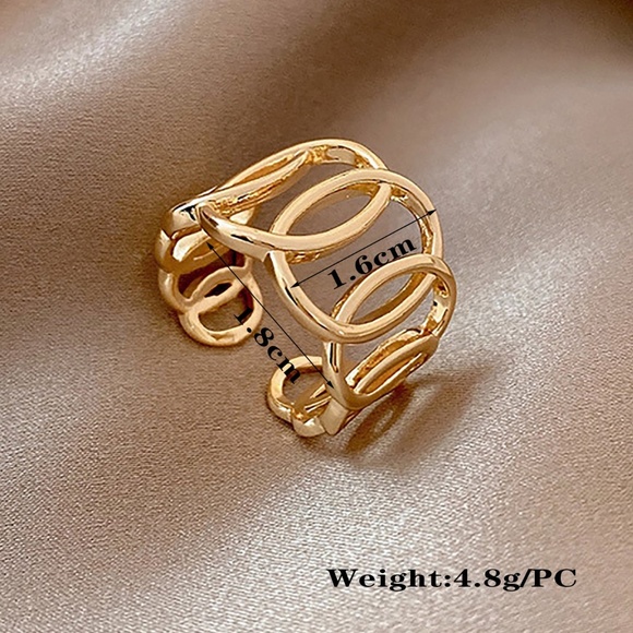 Gold Geometric Cuff Mary Ring - Open Size - Picture 4 of 7